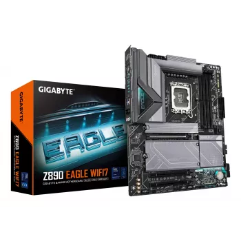 GIGABYTE Z890 EAGLE WIFI7 moederbord - ondersteunt Intel Core Ultra (serie 2) CPU's, 14+1+2 fasen VRM, tot 8800MHz DDR5 (OC), 1xPCIe 5.0 + 3xPCIe 4.0, Wi-Fi 7, 2,5GbE LAN, USB 4