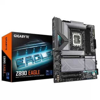 GIGABYTE Z890 EAGLE moederbord - ondersteunt Intel Core Ultra (serie 2) CPU's, 14+1+2 fasen VRM, tot 8800 MHz DDR5 (OC), 1xPCIe 5.0 M.2 + 3xPCIe 4.0 M.2, 2,5 GbE LAN, USB4