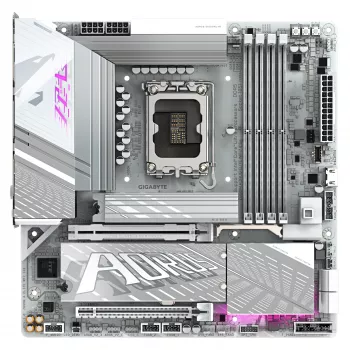 GIGABYTE Z890M AORUS ELITE WIFI7 ICE moederbord - ondersteunt Intel Core Ultra (serie 2) CPU's, 12+1+2 fasen VRM, tot 8800MHz DDR5 (OC), 1xPCIe 5.0 + 2xPCIe 4.0, Wi-Fi 7, 2.5GbE LAN, USB 4