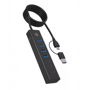 ICY BOX IB-HUB1737-C3 USB 3.2 Gen 1 (3.1 Gen 1) Type-C 5000 Mbit/s zwart