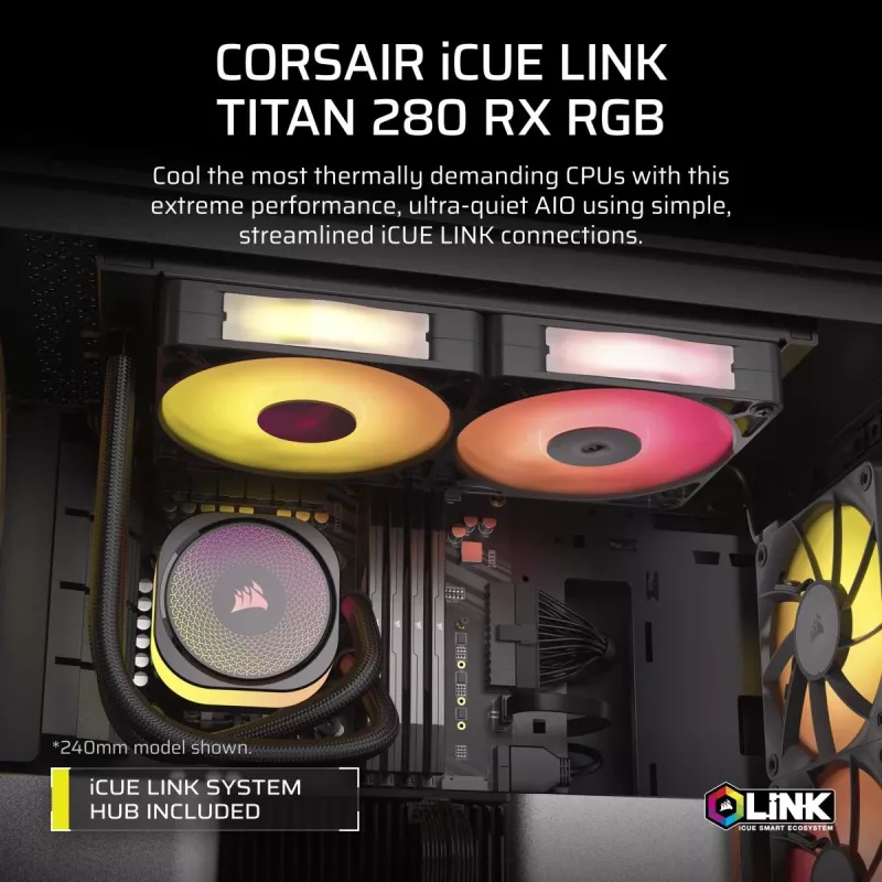 CORSAIR CPU-koeler - iCUE LINK TITAN 280 RX RGB AIO vloeistofkoeler