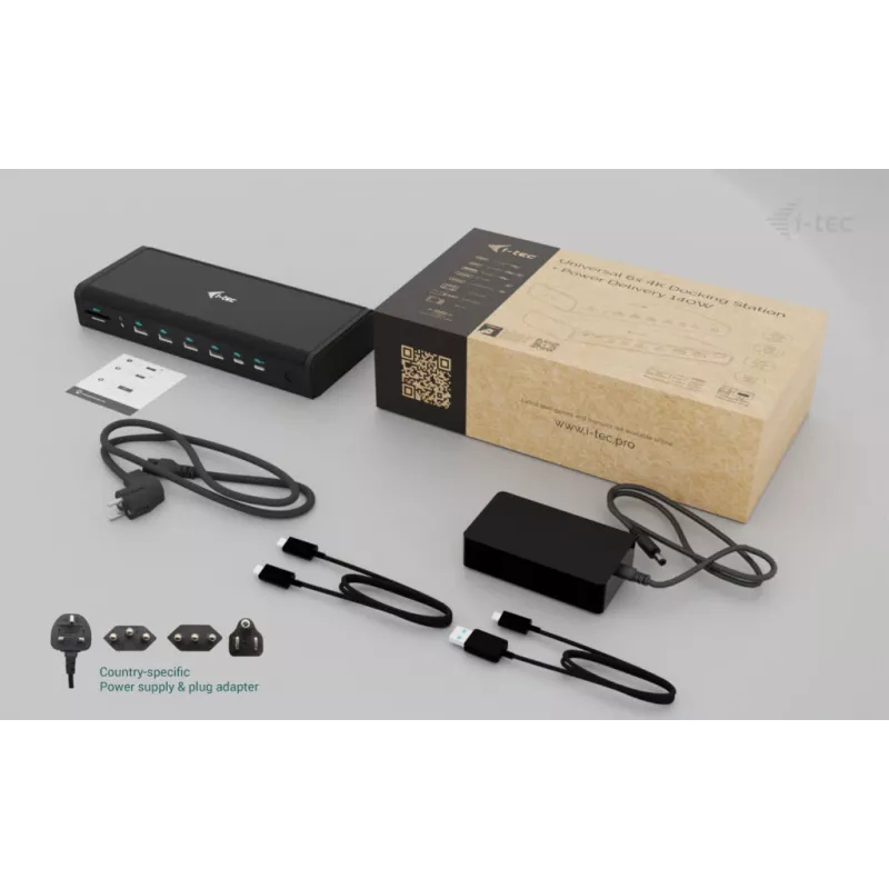 i-tec Universeel 6x 4K/60Hz Display Docking Station + Power Delivery 140W