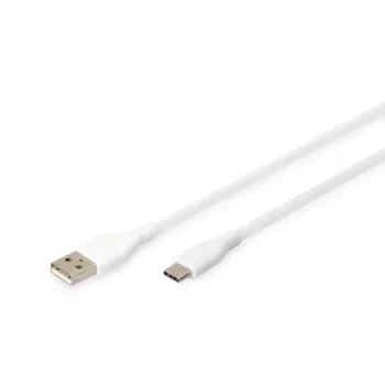 DIGITUS USB-C siliconen oplaadkabel USB-A – USB-C USB 2.0 60W – 50 cm Wit