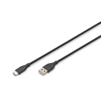 DIGITUS USB-C siliconen oplaadkabel USB-A - USB-C USB 2.0 60W - 1m Zwart