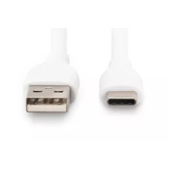 DIGITUS USB-C siliconen oplaadkabel USB-A - USB-C USB 2.0 60W - 1m Wit