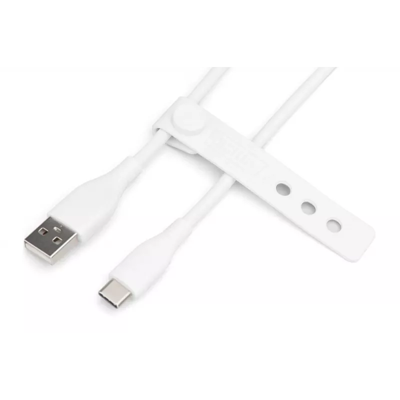 DIGITUS USB-C siliconen oplaadkabel USB-A - USB-C USB 2.0 60W - 1m Wit
