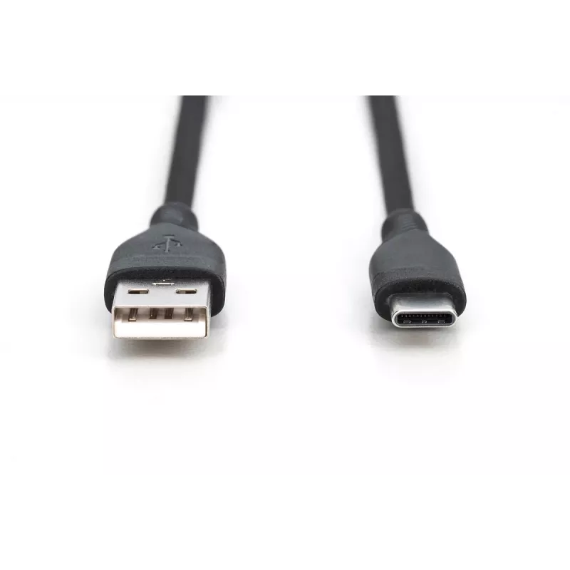 DIGITUS USB-C siliconen oplaadkabel USB-A - USB-C USB 2.0 60W - 2m zwart