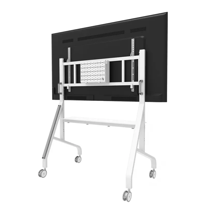 Neomounts MOVE Go XL FL50-575WH1 tv-trolley, 65-110 inch, max. 125 kg, VESA 100x100-1100x600, hoogte verstelbaar 129-139 cm, afsluitbaar, snelle installatie, TÜV-gecertificeerd, wit