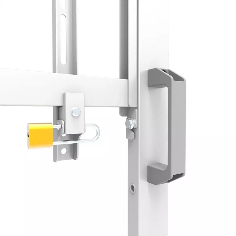 Neomounts MOVE Go XL FL50-575WH1 tv-trolley, 65-110 inch, max. 125 kg, VESA 100x100-1100x600, hoogte verstelbaar 129-139 cm, afsluitbaar, snelle installatie, TÜV-gecertificeerd, wit