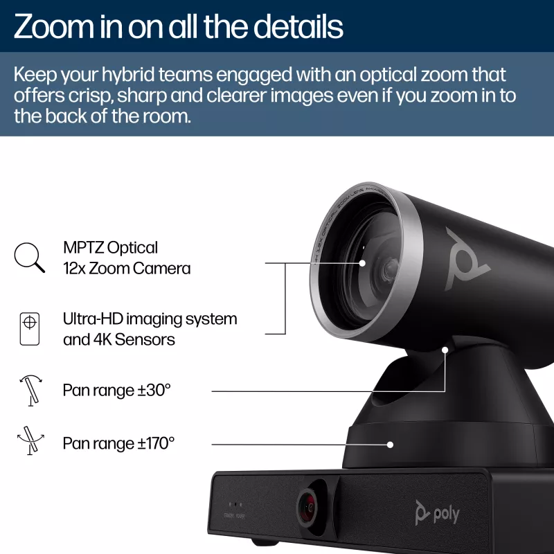 HP Poly Studio E60 smart camera 4K MPTZ met 12-voudige optische zoom