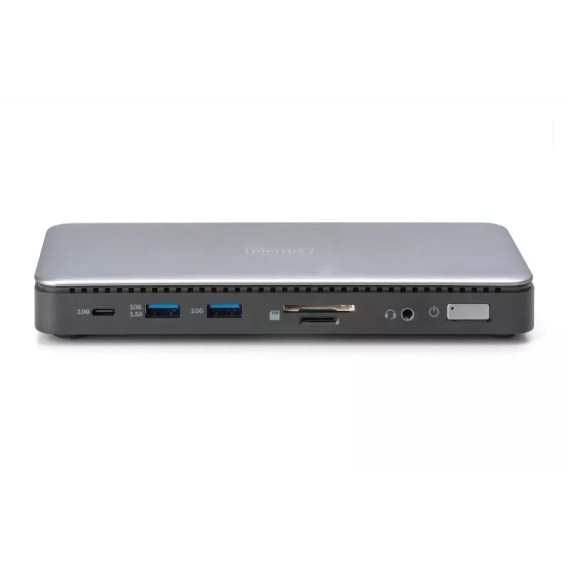 DIGITUS USB-C Dockingstation, 11-voudig - 2x HDMI / DP / 2x USB-A 3.2 Gen 2 / USB-C 3.2 Gen 2 / GbE / SD / MicroSD / DC-bus - max. 150 Watt / 3,5 mm