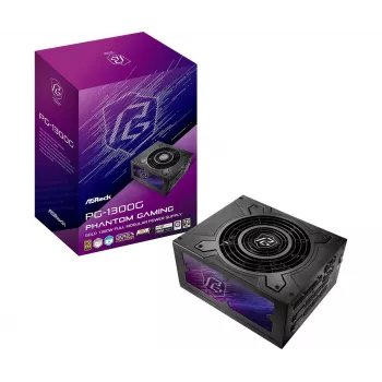 Voeding ASROCK Phantom Gaming PG-1300G 1300 W ATX 20+4 pin 80 PLUS Gold, 135 mm ventilator, zwart