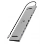 ICY BOX 11-in-1 via USB Type-C, bedraad, USB 3.2 Gen 1 (3.1 Gen 1) Type-C, 100 W, 3,5 mm, 10,100,1000 Mbit/s, antraciet, zwart