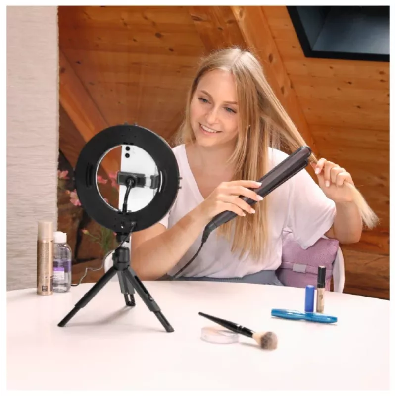 Hama SpotLight Smart 80 II LED-ringlamp, set voor smartphone, met mini-statief
