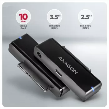 Axagon ADSA-FPX USB-C 10Gbps FAST PORT X adapter voor 2,5-inch/3,5-inch SSD/HDD