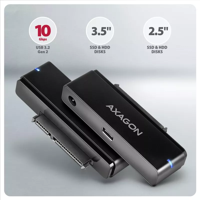 Axagon ADSA-FPX USB-C 10Gbps FAST PORT X adapter voor 2,5-inch/3,5-inch SSD/HDD
