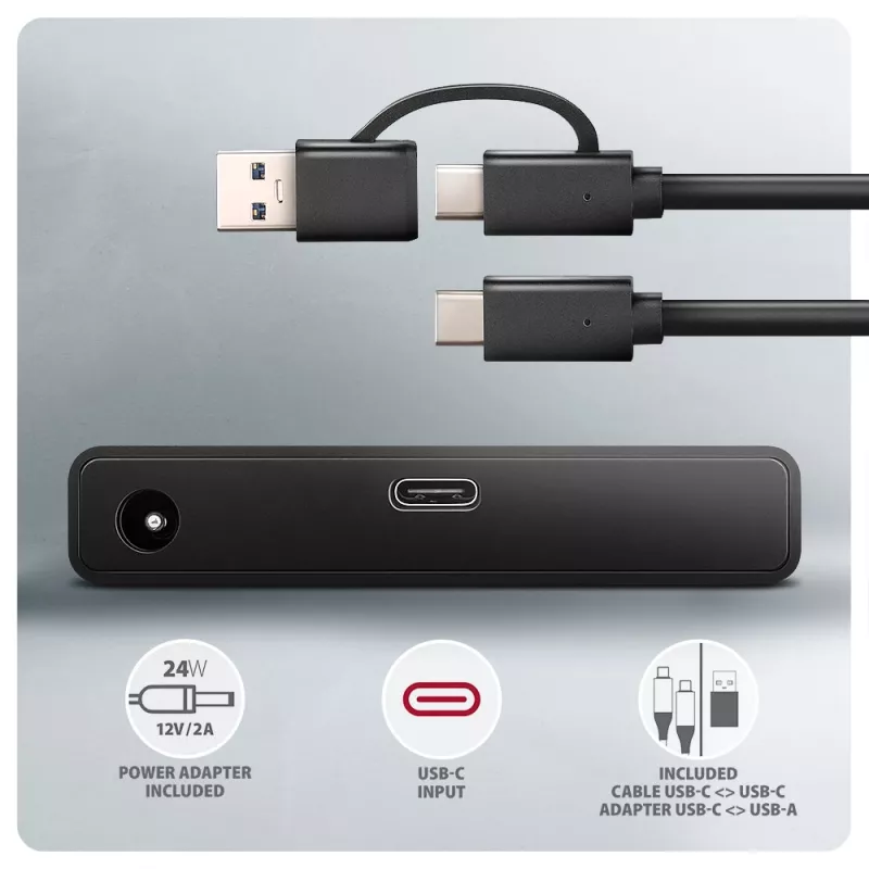 Axagon ADSA-FPX USB-C 10Gbps FAST PORT X adapter voor 2,5-inch/3,5-inch SSD/HDD