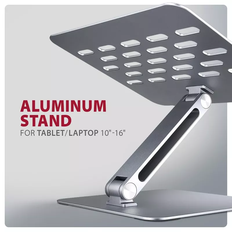 Axagon STND-LQ standaard voor notebooks en tablets 10 inch–17,3 inch. Verstelbare hoogte en hoek