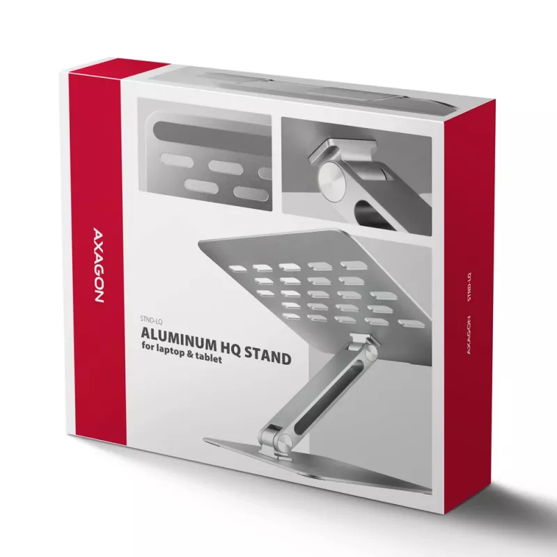 Axagon STND-LQ standaard voor notebooks en tablets 10 inch–17,3 inch. Verstelbare hoogte en hoek