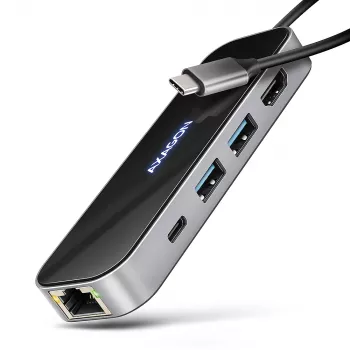 Axagon HMC-6GLN USB 5Gbps-hub, 2x USB-A, USB-C, HDMI 4k/60Hz, RJ-45, PD 100W, USB-C-kabel