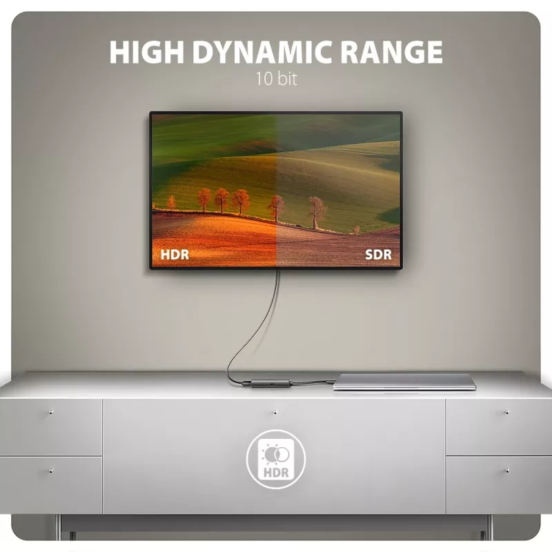 Axagon RVC-HI8KPD, USB-C -> HDMI 2.1-adapter, 8K/60Hz, 4K/144Hz, HDR10+, PD100W