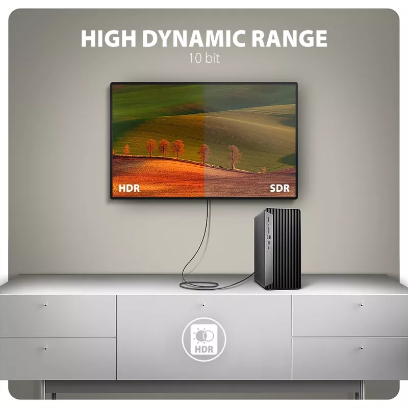 Axagon RVD-HI20C2 DisplayPort -> HDMI 2.0b-kabel 1,8m, 4K/60Hz