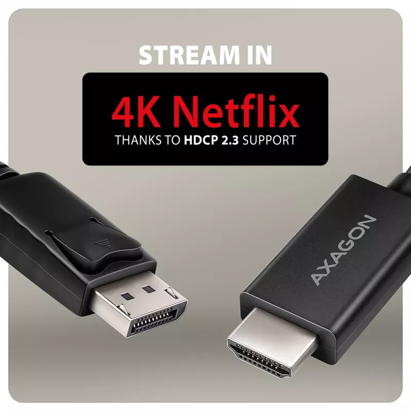Axagon RVD-HI20C2 DisplayPort -> HDMI 2.0b-kabel 1,8m, 4K/60Hz