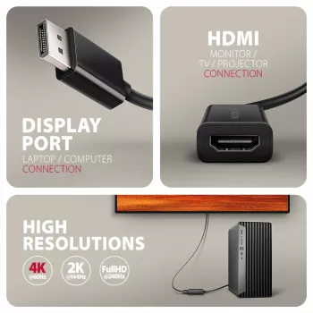 Axagon RVD-HI20N DisplayPort -> HDMI 2.0b-adapter, 4K/60Hz