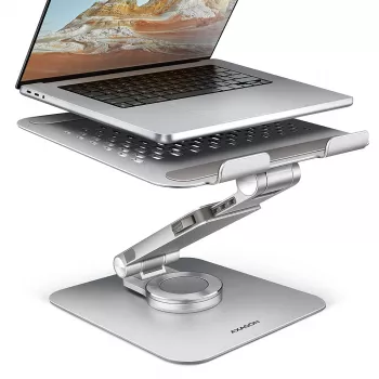 Axagon STND-LR aluminium standaard met 360°-draaiing voor laptops 10 inch–17,3 inch. Verstelbare hoogte en helling.