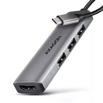 Axagon HMC-H3A USB 5Gbps-hub, 3x USB-A, HDMI 4k/30Hz, 15cm USB-C-kabel