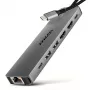 Axagon HMC-7HX2 USB 5Gbps-hub, 2x USB-A, USB-C, 2x HDMI 4K/60Hz, RJ-45, PD 100W