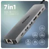 Axagon HMC-7HX2 USB 5Gbps-hub, 2x USB-A, USB-C, 2x HDMI 4K/60Hz, RJ-45, PD 100W