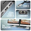 Axagon HMC-7HX2 USB 5Gbps-hub, 2x USB-A, USB-C, 2x HDMI 4K/60Hz, RJ-45, PD 100W