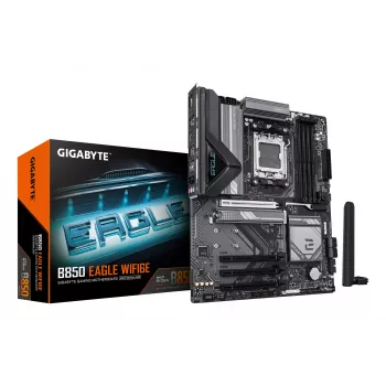 GIGABYTE B850 EAGLE WIFI6E moederbord - AMD Ryzen 9000 Series CPU's, 8+2+2 fasen digitale VRM, tot 8200MHz DDR5 (OC), 1xPCIe 5.0 + 2xPCIe 4.0 M.2, GbE LAN, WIFI 6E, USB 3.2 Gen 2
