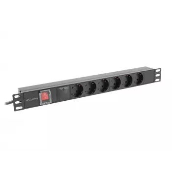 PDU Lanberg PDU-06F-0200-BK 6 AC-uitgangen 1U zwart