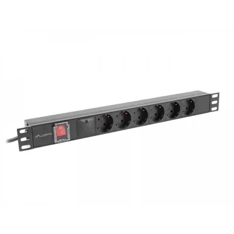 PDU Lanberg PDU-06F-0200-BK 6 AC-uitgangen 1U zwart