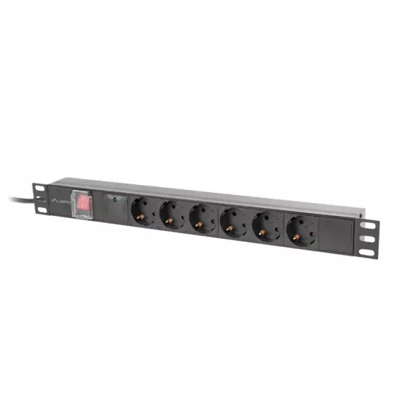PDU Lanberg PDU-06F-0200-BK 6 AC-uitgangen 1U zwart