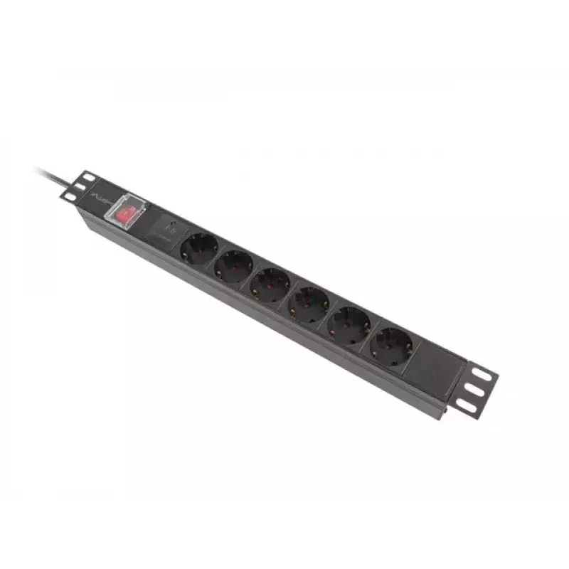 PDU Lanberg PDU-06F-0200-BK 6 AC-uitgangen 1U zwart