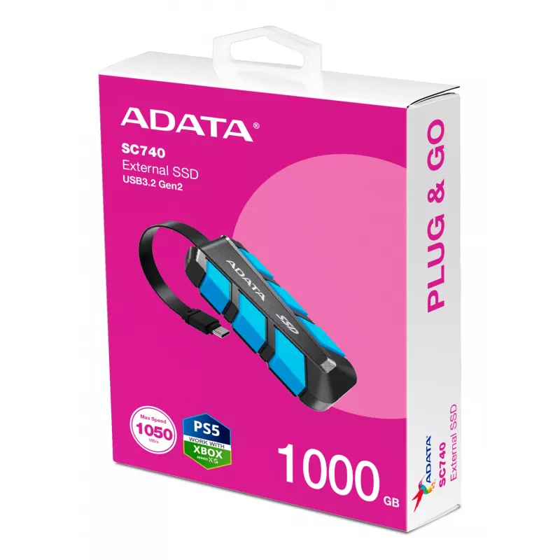 ADATA SC740 1 TB USB Type-C 3.2 Gen 2 (3.1 Gen 2) zwart, Blue