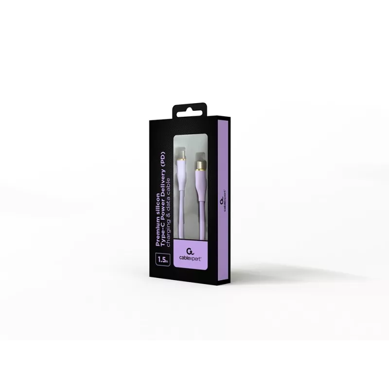 GEMBIRD USB Type-C Power Delivery (PD) 60W siliconen oplaad- en datakabel, 1,5 m paars