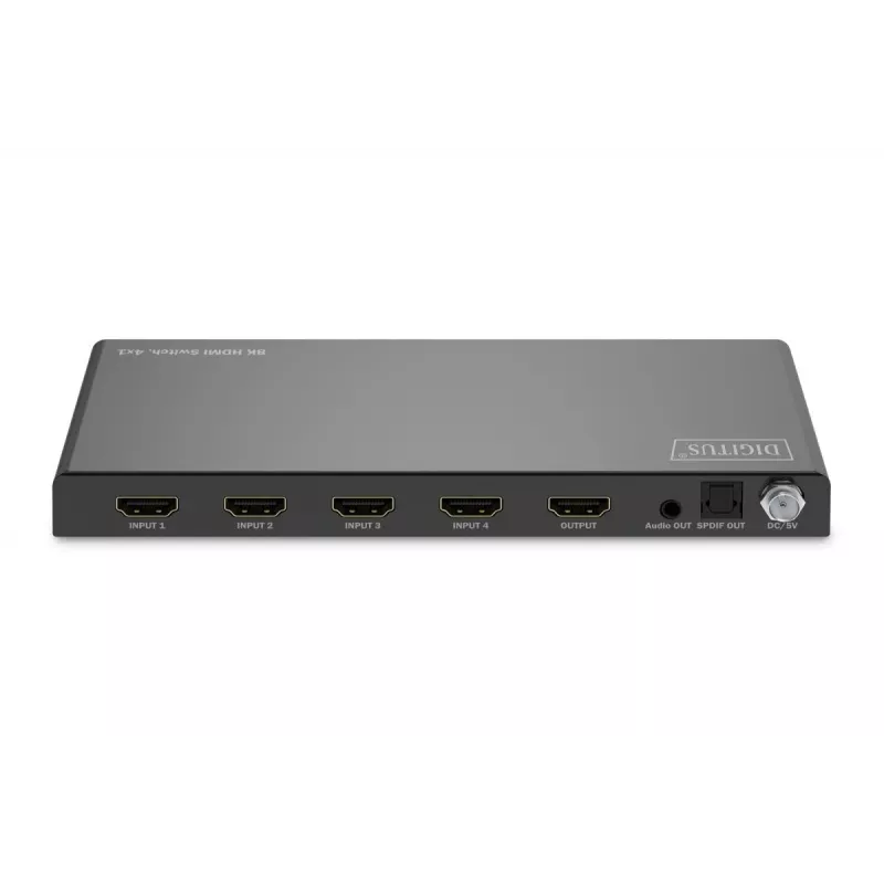 DIGITUS 4x1 HDMI-switch - 8K/60Hz (4:4:4), Toslink, stereo, EDID-bediening
