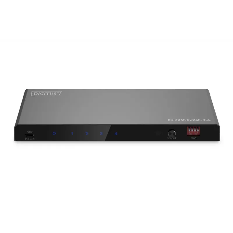 DIGITUS 4x1 HDMI-switch - 8K/60Hz (4:4:4), Toslink, stereo, EDID-bediening