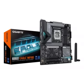 GIGABYTE B860 EAGLE WIFI6E moederbord - Intel Core Ultra Series CPU's, 12+1+2+1 fasen VRM, tot 9066 MHz DDR5, 1xPCIe 5.0 + 2xPCIe 4.0 M.2, 2,5 GbE LAN, WIFI 6E, USB 3.2 Gen 2x2