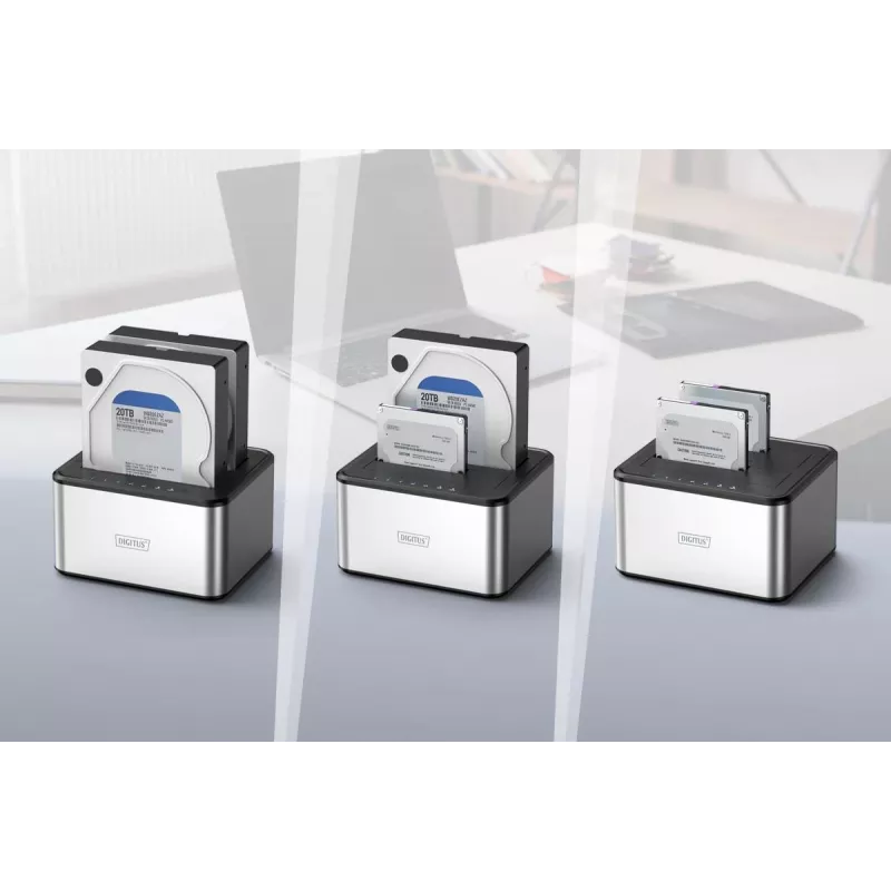 DIGITUS SATA-dockingstation USB 3.0 – 2-poorts 2,5 inch/3,5 inch SSD/HDD kloonfunctie
