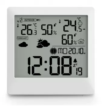 Hama 00222238 digitaal weerstation wit LED binnen-buitenthermometer hygrometer