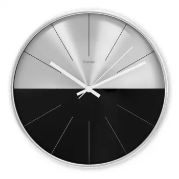 Hama Sicily quartzklok rond zwart, zilver