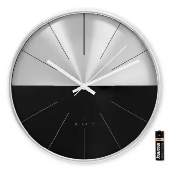 Hama Sicily quartzklok rond zwart, zilver