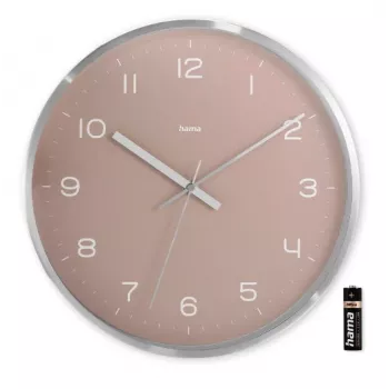 Radiografische wandklok Hama Fiji Circle roze zilver batterij AA