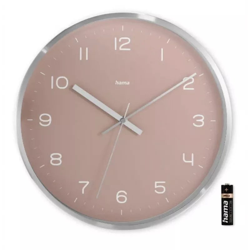 Radiografische wandklok Hama Fiji Circle roze zilver batterij AA