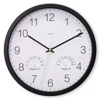 Hama Santorini quartzklok rond zwart, wit
